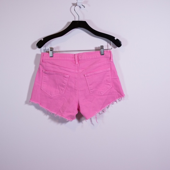 L'Agence Women's Audrey Cotton Stretch Mid Waist Cut Off Denim Shorts Rose Bloom - Picture 4 of 4